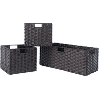 Melanie 3-Pc Foldable Woven Fiber Basket Set, Chocolate