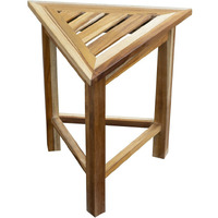 Hotel Natural Teak 18" Triangle Corner Shower Bench Or Shelf