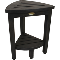 Mod Gray Teak 18" Curvilinear Corner Shower Bench With Shelf