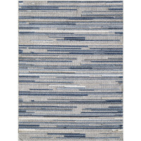 3 x 5 Blue Abstract Striped Indoor Outdoor Area Rug
