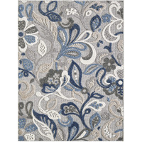 5 x 7 Blue Gray Jacobean Floral Indoor Outdoor Area Rug