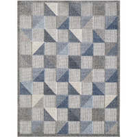 3 x 5 Blue Gray Triangle Indoor Outdoor Area Rug