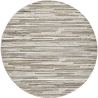 8 Round Gray Abstract Striped Indoor Outdoor Area Rug