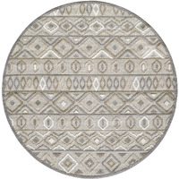 8 Round Gray Ivory Aztec Pattern Indoor Outdoor Area Rug