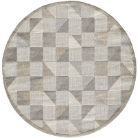 8 Round Gray Triangle Indoor Outdoor Area Rug