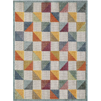 2 x 4 Orange Gray Triangle Indoor Outdoor Area Rug