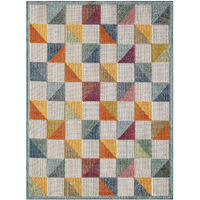 8 x 10 Orange Gray Triangle Indoor Outdoor Area Rug
