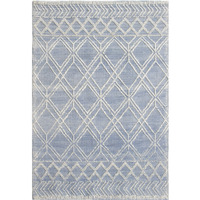 5 x 7 Blue Ivory Tribal Geometric Pattern Area Rug