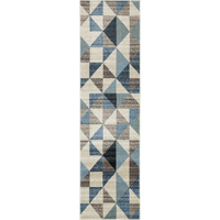 2 x 8 Blue Beige Nested Diamonds Modern Runner Rug