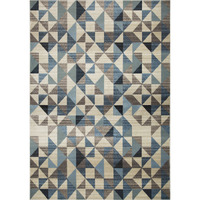 3 x 5 Blue Beige Nested Diamonds Modern Area Rug