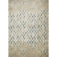 5 x 8 Beige Blue Distressed Chevron Area Rug