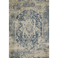 5 x 8 Beige Blue Distressed Medallion Area Rug