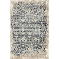 2 x 8 Beige Blue Distressed Diamonds Runner Rug