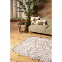 5' X 6' Grey Ombre Faux Sheepskin Non Skid Area Rug