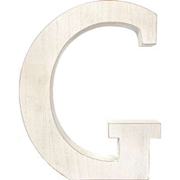 16" Distressed White Wash Wooden Initial Letter G Sculpture