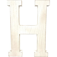 16" Distressed White Wash Wooden Initial Letter H Sculpture