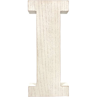 16" Distressed White Wash Wooden Initial Letter I Sculpture