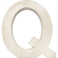 16" Distressed White Wash Wooden Initial Letter Q Sculpture