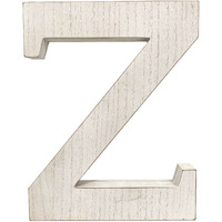 16" Distressed White Wash Wooden Initial Letter Z Sculpture