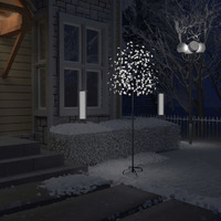vidaXL Christmas Tree 220 LEDs Cold White Light Cherry Blossom 7 ft