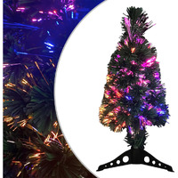 vidaXL Artificial Slim Christmas Tree with Stand 2 ft Fiber Optic