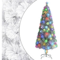 vidaXL Artificial Christmas Tree with LED White 7 ft Fiber Optic