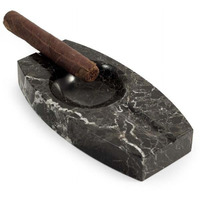 Bey-Berk International c305 Oval Two cigar Marble Ashtray  Black Zebra