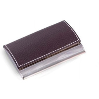 Bey-Berk International D253N Brown Leather Business card case with Magnetic Lid