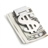 Bey-Berk International BB78S Silver Plated Hinged Money clip with Symbol