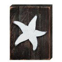 Designocracy 98531-18 Nautical Starfish Art on Board Wall Decor  Wood