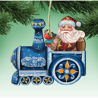 gDeBrekht 8129211 Train Riding Santa Wooden christmas Ornament Set of 2