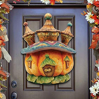 gDeBrekht 8158413 Halloween Pumpkin Dome Wooden Ornament Set of 2