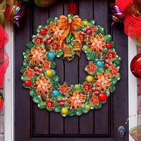 gDeBrekht 8185307 christmas Wreath Wooden Ornament Set of 2