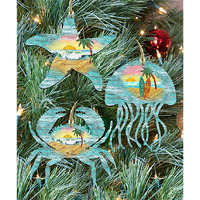 gDeBrekht 8100047S3 Starfish, crab & Jelly Fish coastal Ornament Set