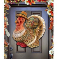 gDeBrekht 8158904 Thanksgiving Tom the Turkey Wooden Ornament Set of 2