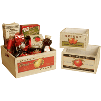 Wald Imports 8115-S3 Square Vintage Fruit Wood crates with Retro Fruit Artwork- Set of 3