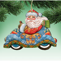 gDeBrekht 8112045 car Ride Santa Wooden christmas Ornament Set of 2