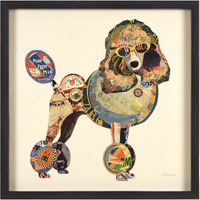 Empire Art Direct &aposPoodle&apos Alex Zeng&aposs dimensional collage,under glass & a black shadow box frame