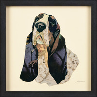 Empire Art Direct &aposBasset Hound&apos Alex Zeng&aposs dimensional collage,under glass & a black shadow box frame