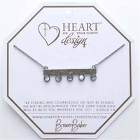 Heart on Your Sleeve Design 139337 Brave Babe Brulee Necklace - 14K White gold Bar with White Stone Accents - Adjustable 16 in