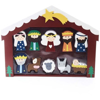 Kurt S Adler N1025 2-3 in Wooden childrens Nativity Set with Stable & 10 Figures