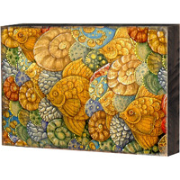Designocracy 95018-12 Patterned Rustic Wooden Block Design graphic Art