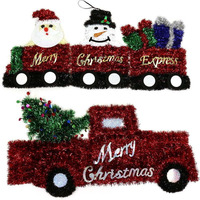 DDI 2347522 christmas Tinsel Red Truck And character Wall Hanging Train case of 12
