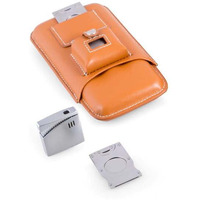 Bey-Berk International c243N Leather Three cigar Holder with Stainless Steel cutter & Lighter  Tan