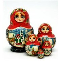 Russian Matryoshka Wooden Stacking Snowman 5-Nest Doll