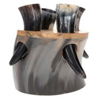 Tankherd 4 Bovine Horns with Stand, 3-4 oz - Set of 4