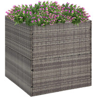 vidaXL Garden Planter Gray 31.5"x31.5"x31.5" Poly Rattan