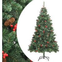 vidaXL Artificial Hinged Christmas Tree with Cones and Berries 82.7"