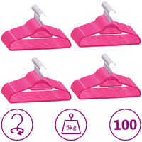 vidaXL 100 pcs Clothes Hanger Set Anti-slip Pink Velvet