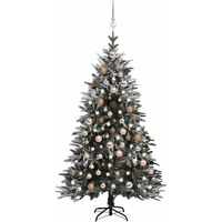 vidaXL Artificial Christmas Tree LED&Ball Set&Flocked Snow 70.9" PVC&PE